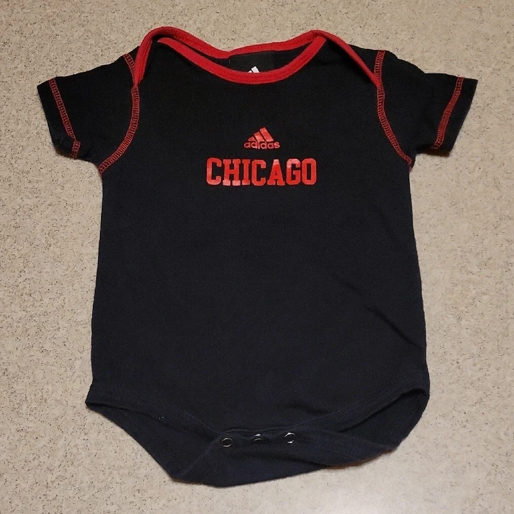 Adidas Kids Black and Red Chicago Bodysuit Size 12 Months